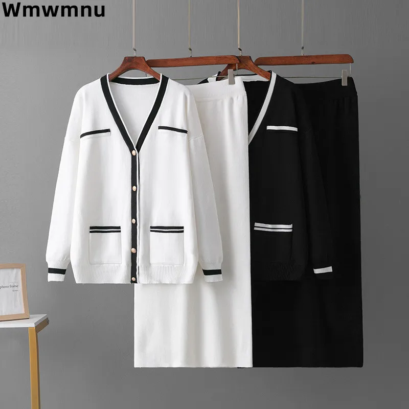 Элегантные повседневные женские вязаные комплекты из 2 предметов свитер с