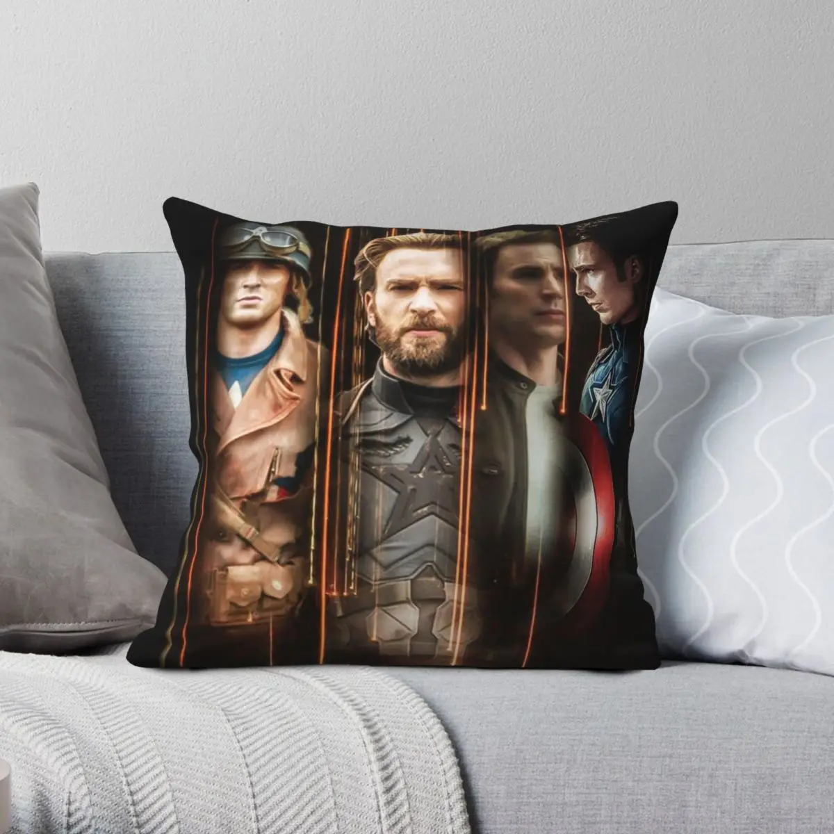 

Квадратный чехол с изображением Криса Эванса из полиэстера и льна, бархатный креативный декоративный чехол на молнии для диванной подушки