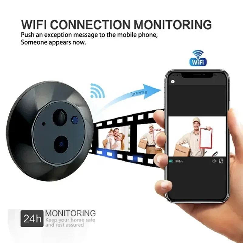 Wi-Fi дверной глазок 4 3 IPS экран беспроводной цифровой звонок ночного видения PIR