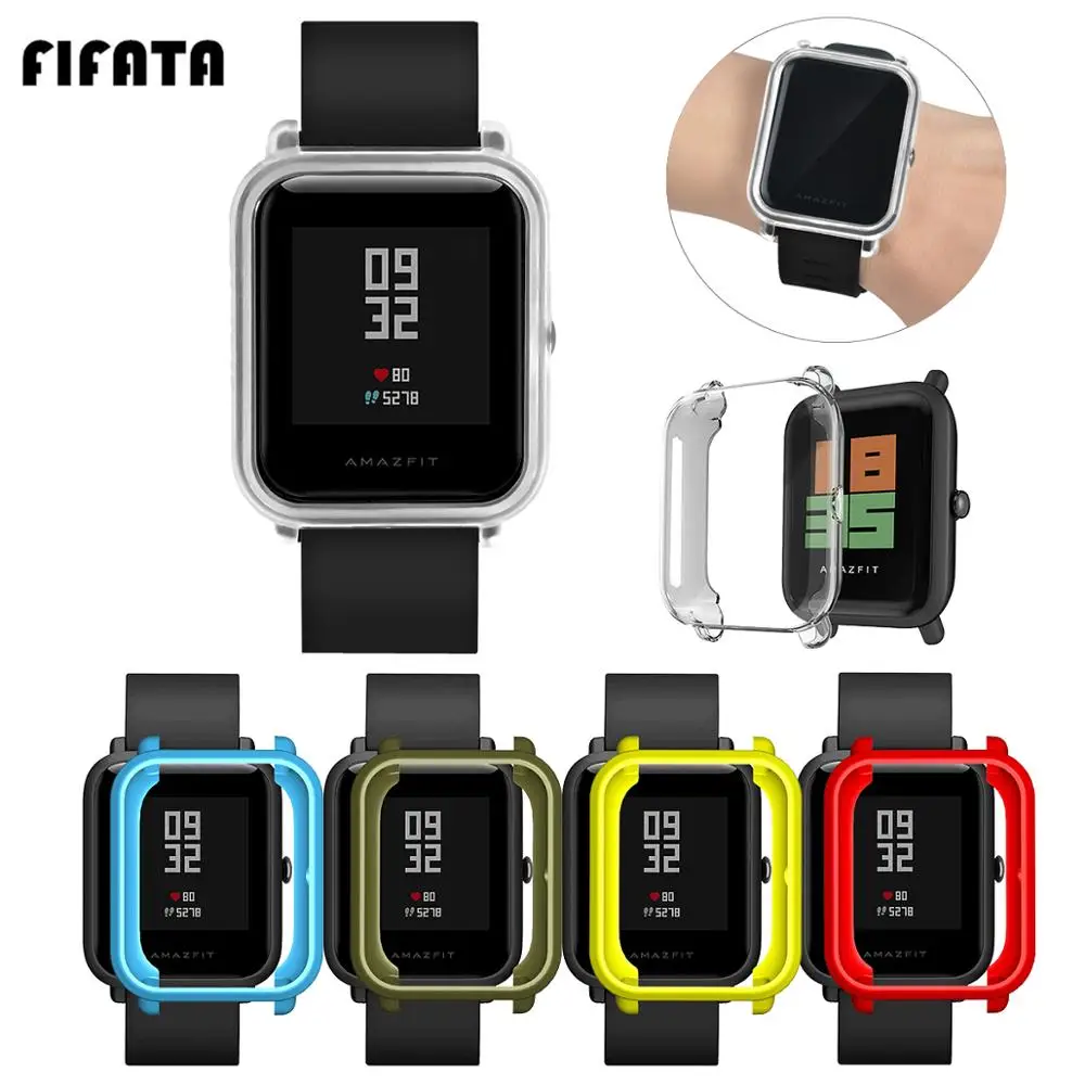 

FIFATA For Xiaomi Huami Amazfit Bip S Half Package Screen Protective Shell For Amazfit Bip TPU Colorful Soft Silicone Watch Case