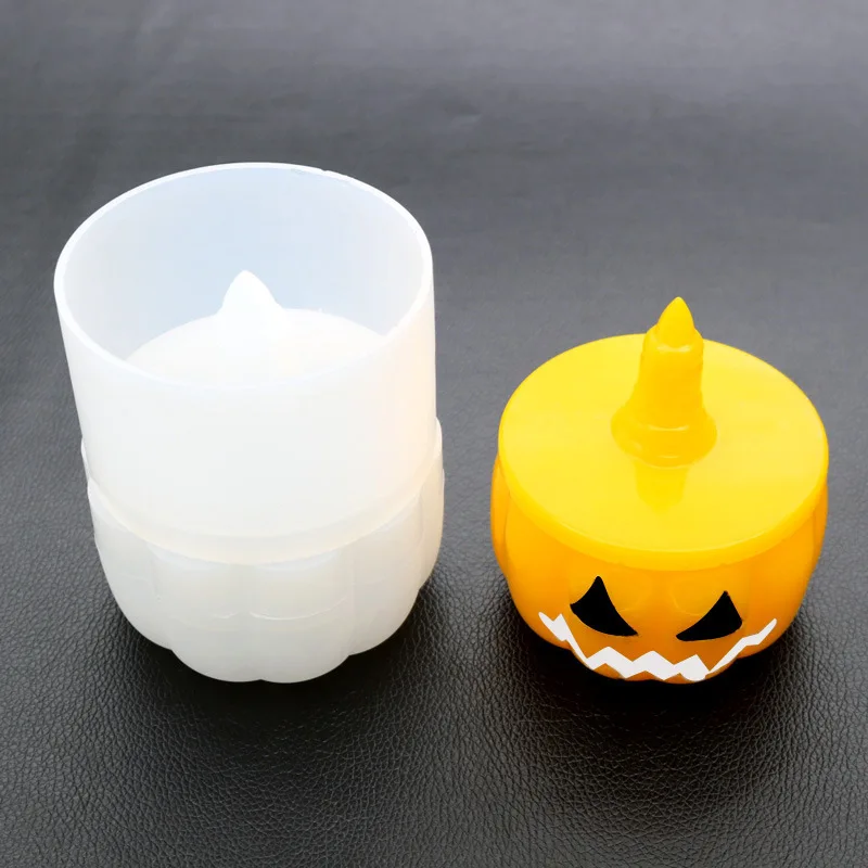 

DIY Halloween Pumpkin Storage Box Silicone Mold Cute Pumpkin Candle Jar Holder Resin Mould Halloween Home Decoration