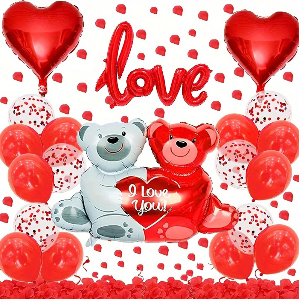 Воздушный шар на День святого Валентина включает аксессуары Имитация лепестков