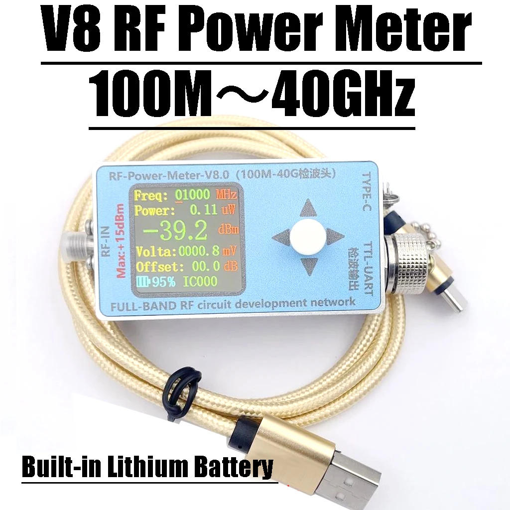 

100 МГц-40 ГГц V8 USB RF измеритель мощности TTL связи данных цифровой дисплей детектор мощности аналоговый канал для радиоусилителя
