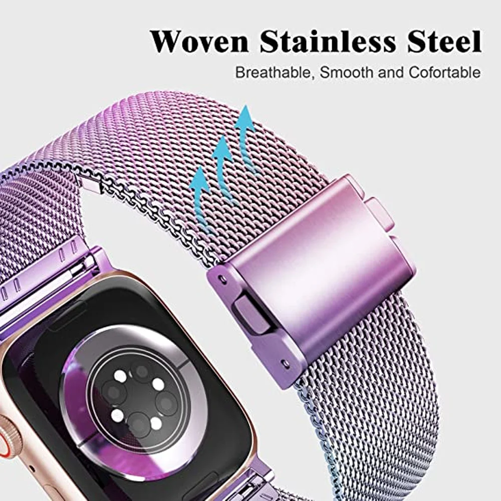 

Milanese Loop For Apple Watch Band 44mm 45mm Ultra 49mm 40mm 41mm 42mm 45 mm bracelet correa iwatch series 8 7 SE 3 4 5 6 Strap