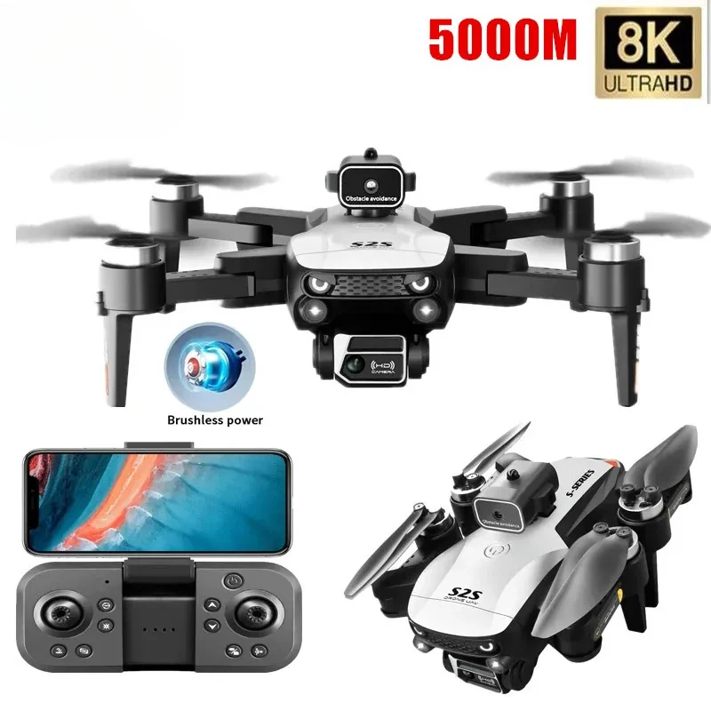 

Профессиональный мини-Дрон S2S с камерой 8K HD, фонарик, 25 минут обхода препятствий, бесщеточный двигатель, складной Квадрокоптер, Радиоуправляемый Дрон