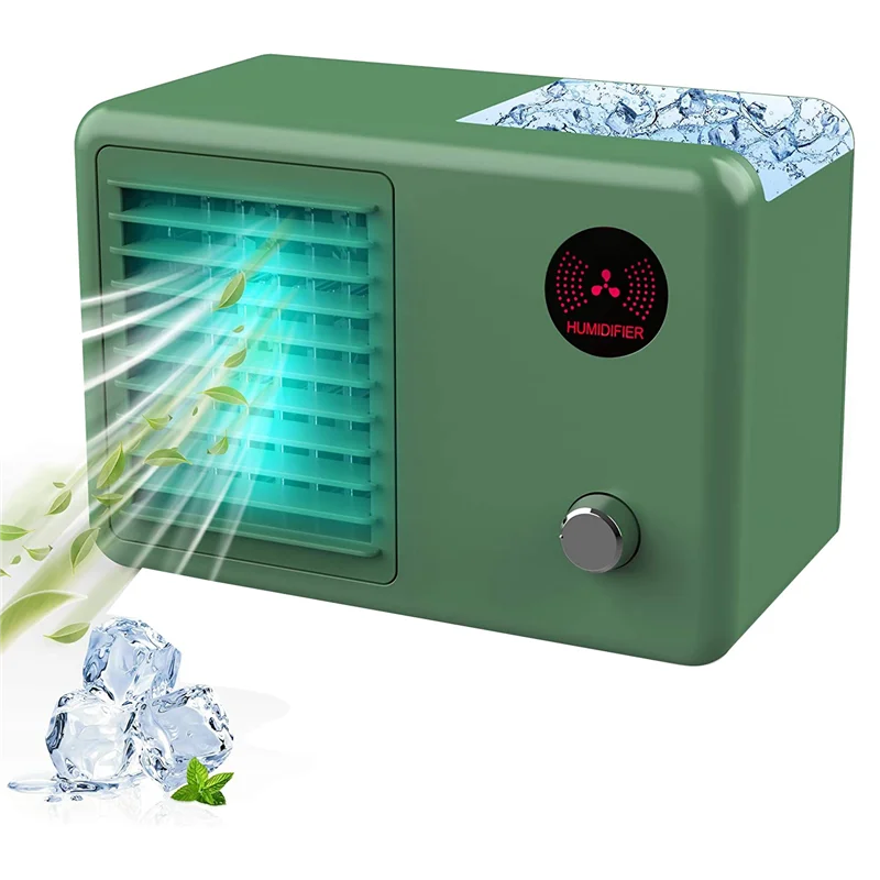 

Personal Air Cooler Fan, 2000 MAh Cordless Portable Air Conditioner with 3 Speed Modes, Rechargeable Mini Air Cooler