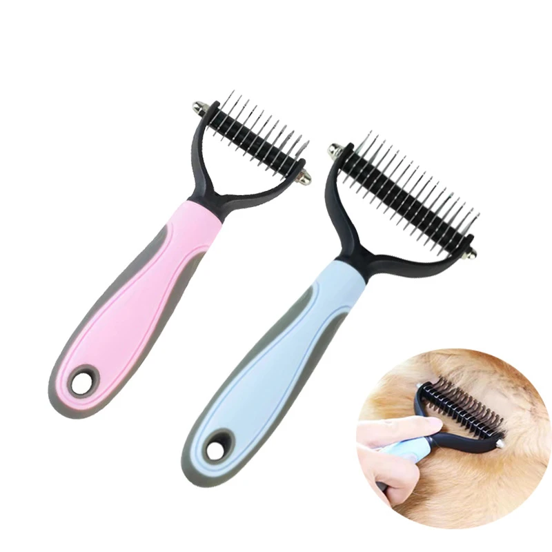 

New Hair Removal Comb for Dogs Cat Detangler Fur Trimming Dematting Brush Grooming Tool for Matted Long Hair Curly Pet