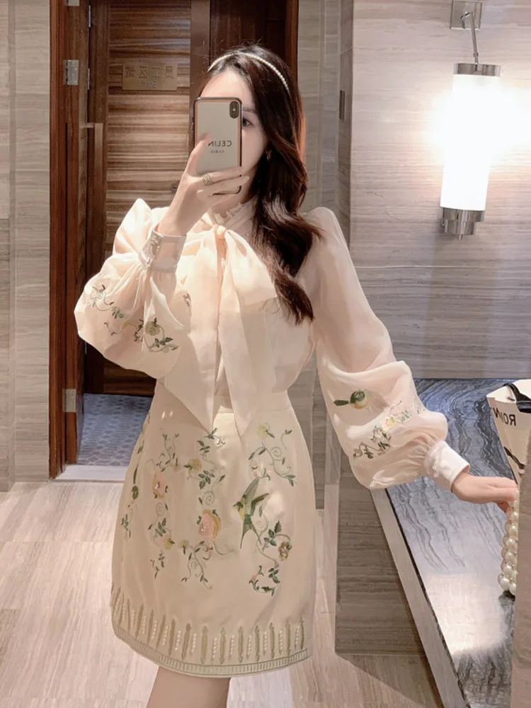 TDVICTORY Рубашка + Юбка из хлопка женский комплект