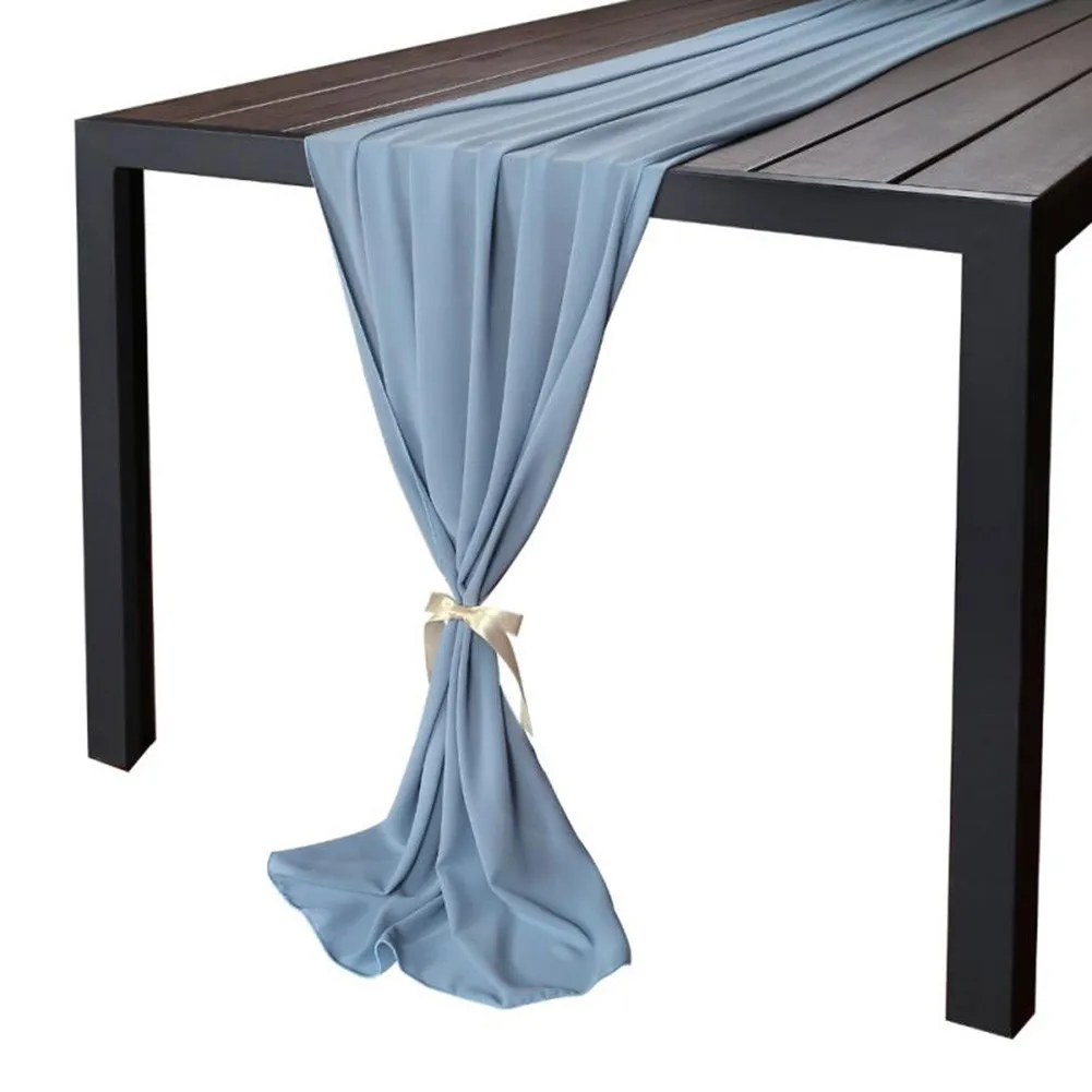 

70*304cm Beautiful Soft Chiffon Fabric Table Runner For Wedding Party Banquets Bridal Home Table Arches Cake Table Decoration