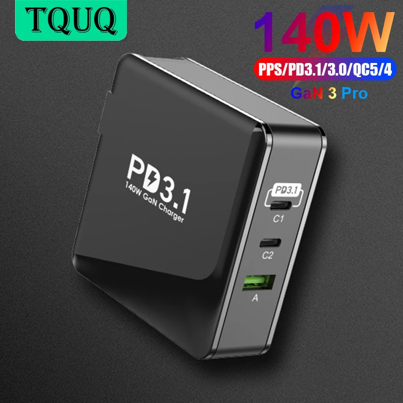 

Адаптер питания для быстрой зарядки, 3 порта USB C PD 140 PPS QC5 и 100W QC3.0