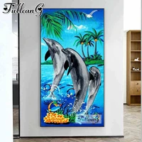 fullcang dolphin sea turtle diamond painting cross stitch handmade art pictures full mosaic embroidery animals home decor fg1247
