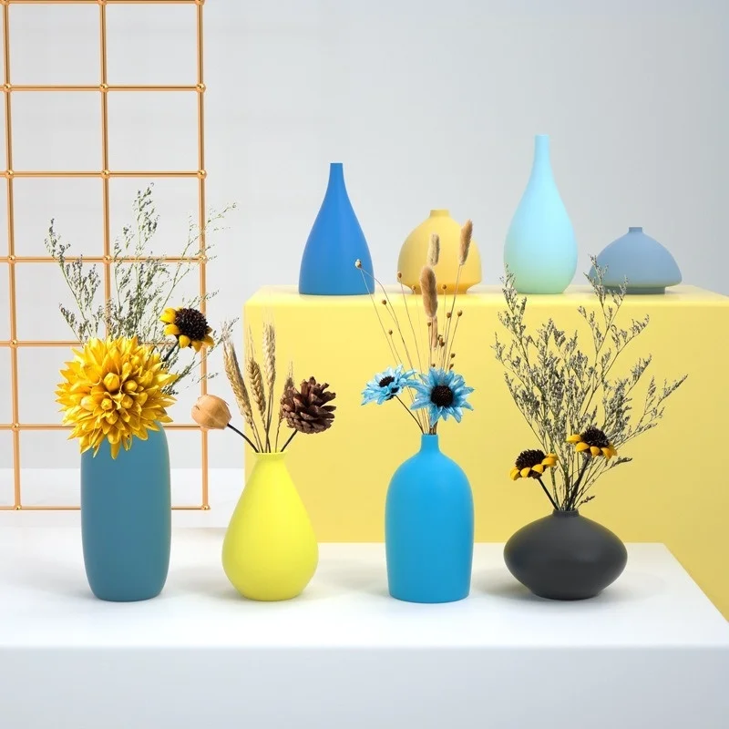 

Decoration Nordic ceramic flower vases Modern ins simple creative small fresh vase desktop decoration Ceramic Macron pot flower