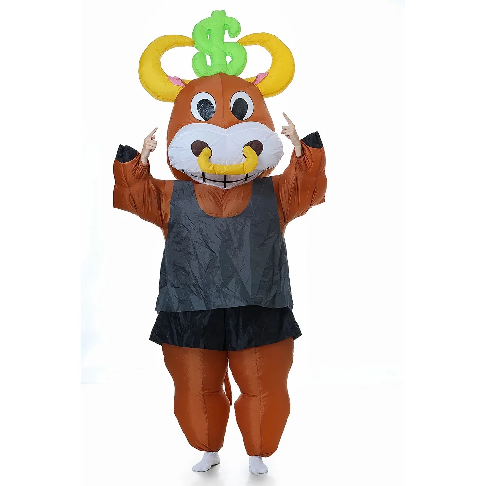 

JYZCOS Cash Bull Cow Inflatable Costume for Adult Men Women Eur Dollar Full Body Europe USA Money Clothes Halloween Cosplay Suit
