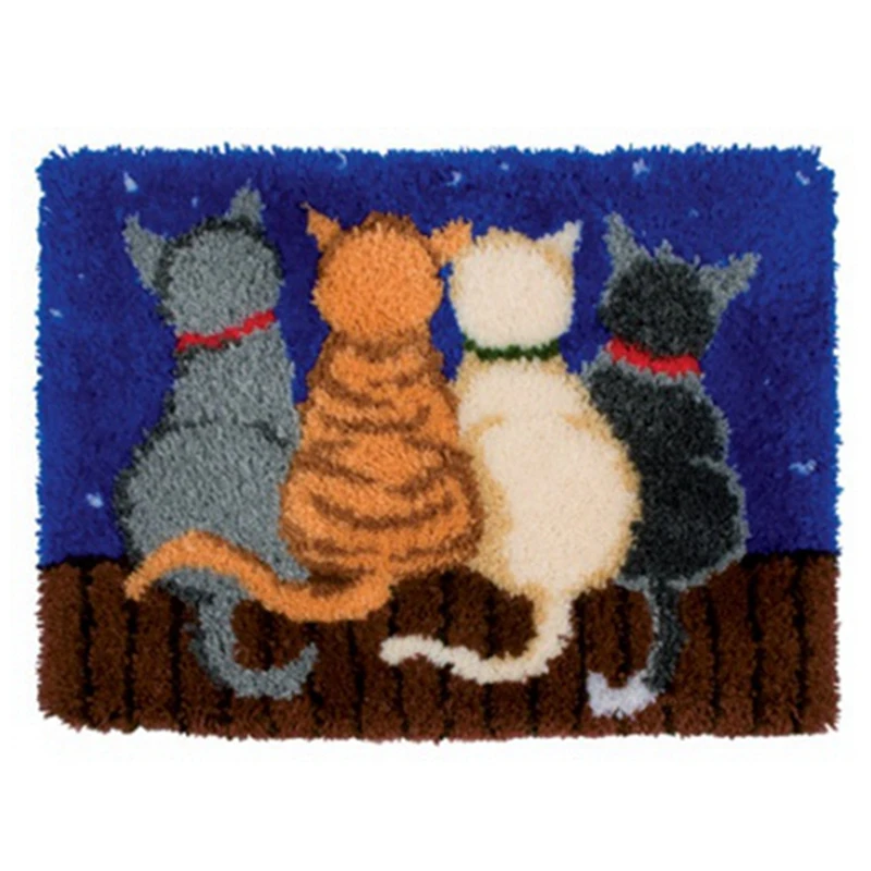 

Best Latch Hook Rug Kits Crocheting Carpet Rug Cats Yarn Pre-Printed Canvas Cushion Mat Crochet Tapestry Sofa Decor