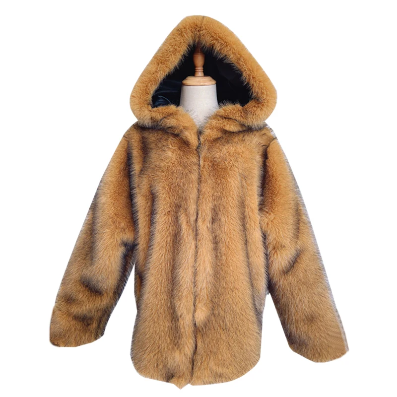 Women Faux Fox Fur Coat New Autumn Winter Thick Warm Long Outerwear Flocking Fluffy Long Jacket Cropped Fur Coats Ladies Top