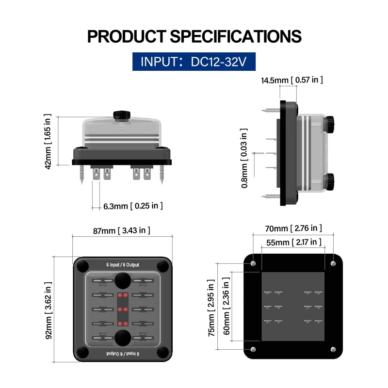 

Блок предохранителей с лезвием, держатель цепи, Клеммная колодка светодиодный светодиодным индикатором, защита от влаги, 6 способов для авт...