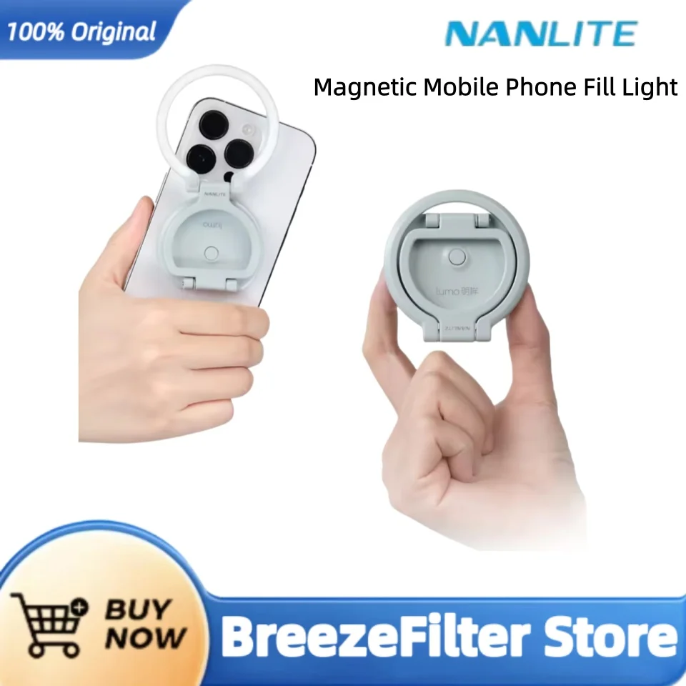 Фото Магнитный светодиодный кольцевой светильник Nanlite Lumo для телефона, двухцветный, портативный, для съемки на улице, мини-фонарик для видеоблогов и прямых трансляций