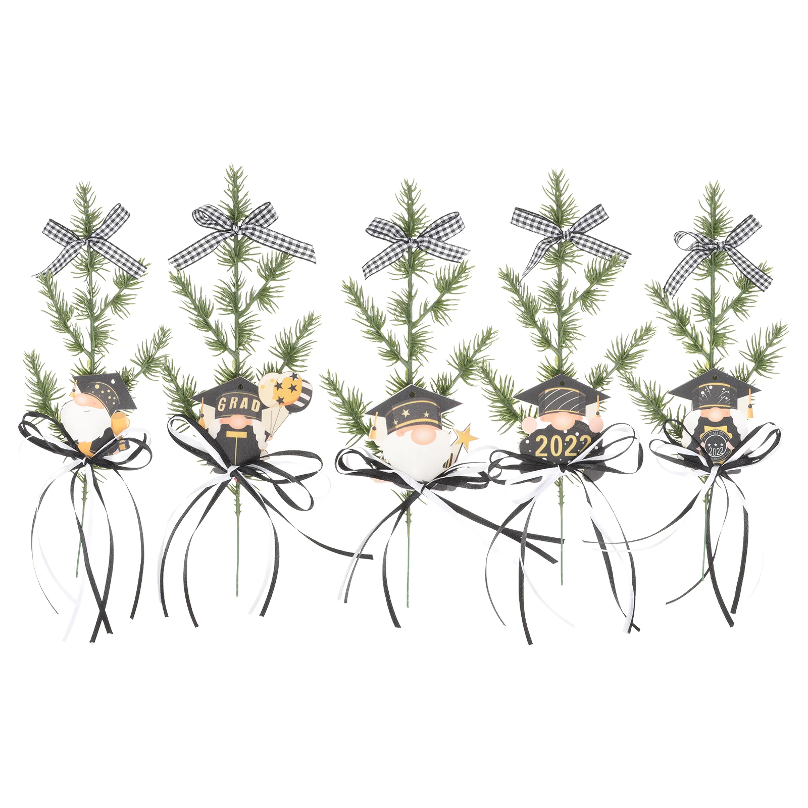 

5pcs Flower Arrangement Tools Graduation Gifts Fake Pine Needle Branches Pine Needle Stems for Present Students Decor