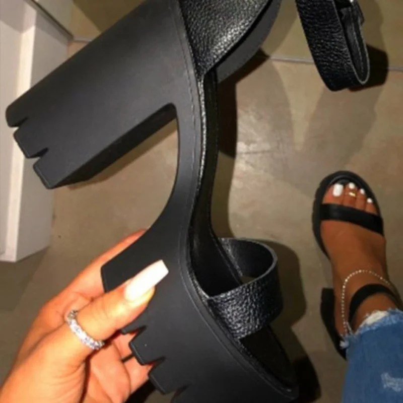 

Chunky Slippers Women 2022 New Spring Summer High Heels Shoes Dress Party Pumps Fashion Wedding Sandals Female Shoes Plus Size
