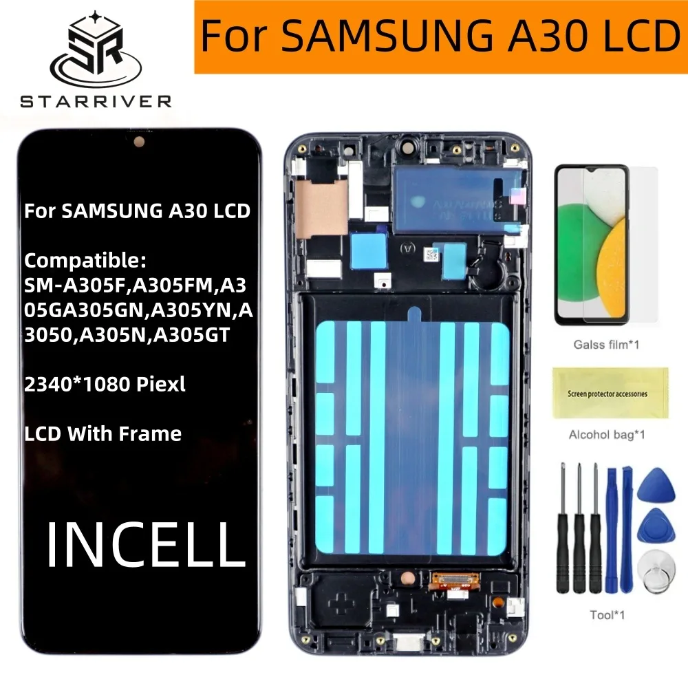 Фото ЖК-дисплей с сенсорным экраном и дигитайзером в сборе для Samsung A30 A305/DS A305FN №1