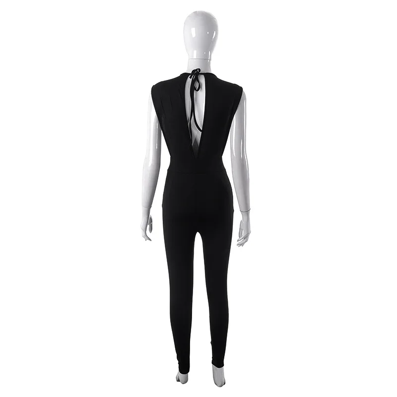 LEOSD Womens Overalls Elegant  Long Jumpsuits Solid Sexy Bodycon Sleeveless Women's Summer Sports Fitness Overalls Jumpsuit