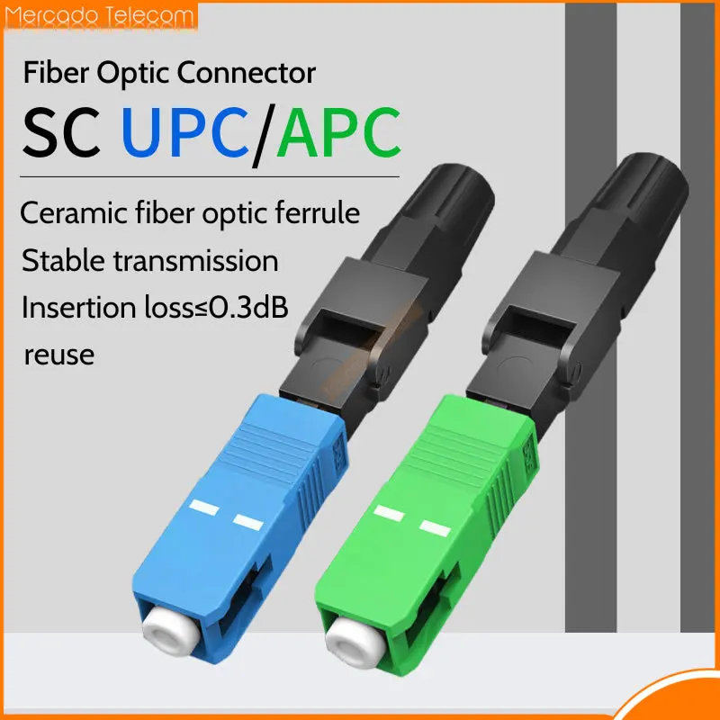 50/100/200 PCS FTTH UPC/APC Single Mode Fiber Optic Fast Connector SC Quick Connector FTTH Tool Cold Connection Optical Adapter