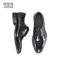 kexima cestbeau new import nile crocodile belly men dress shoes male formal shoes three joint business mens shoes