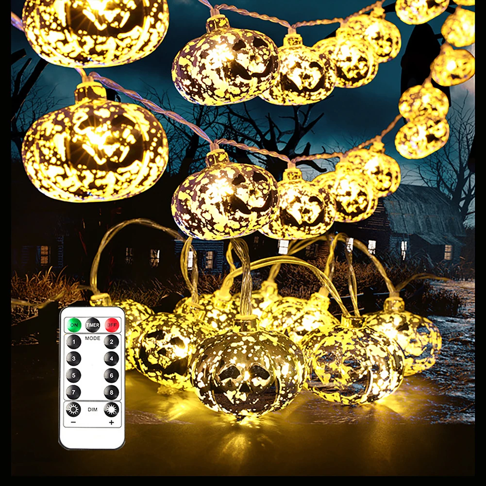 

Светодиодная гирлянда на Хэллоуин, 3 режима, светодиодный ная гирлянда в виде тыквы, низкое энергопотребление, для дома, уливечерние вечерин...