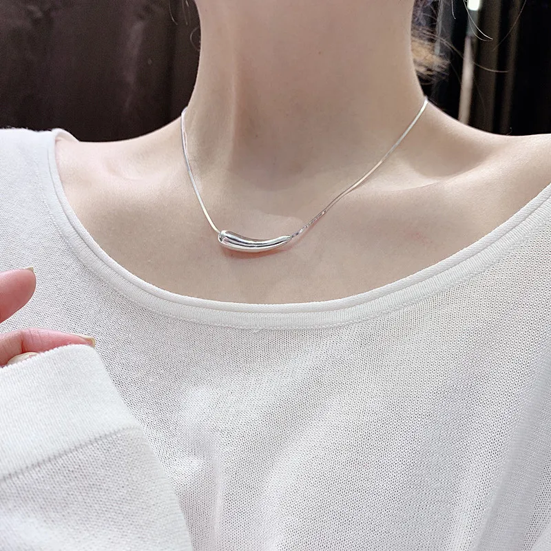 

Minimalist Women Snake Chain Necklaces 925 Sterling Silver Jewelry Fashion Korean Geometric Clavicle Chokers