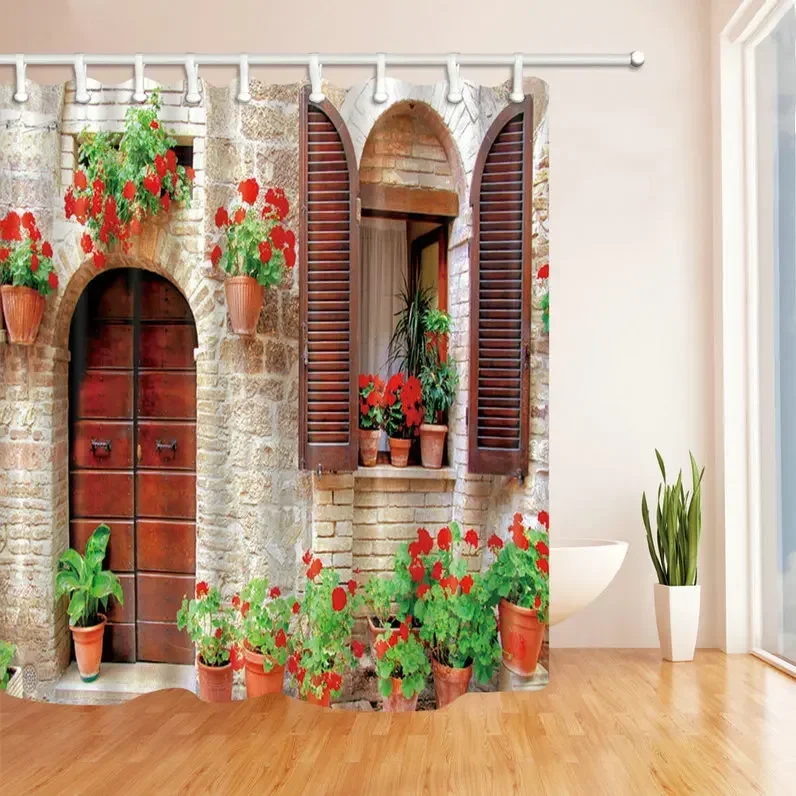 Шторы для душа с садовыми цветами водонепроницаемые моющиеся тканевые занавески