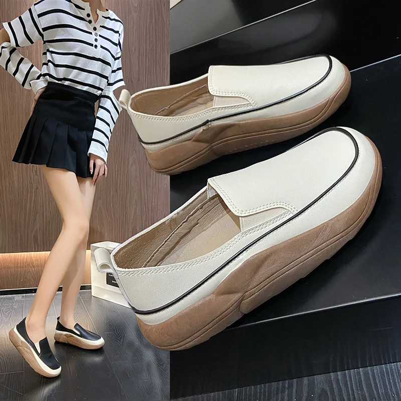 

Women's Shoes 2023 Summer New Women's Round Toe Flat Shoes Platform Bottom Fashion All-match Comfortable Thick-soled Sneakers