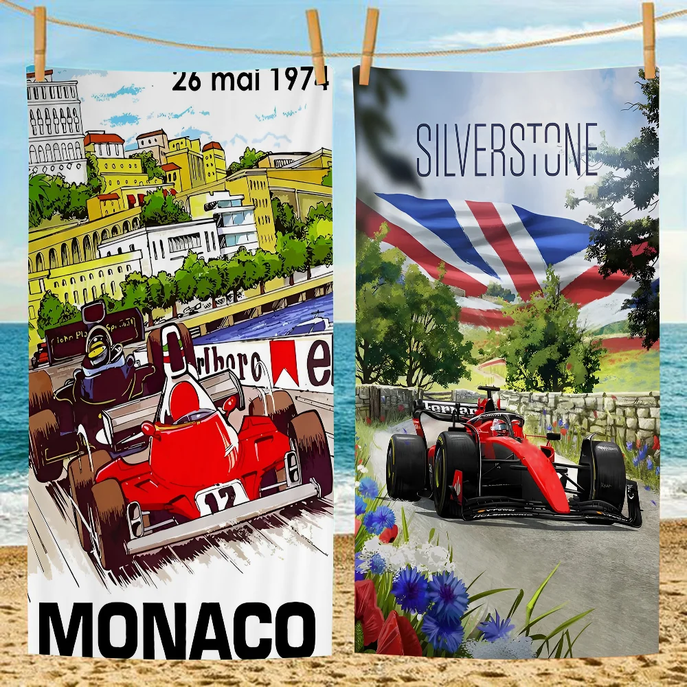 Винтажные 80S Car F1 Racing без рамки большие пляжные полотенца из микрофибры