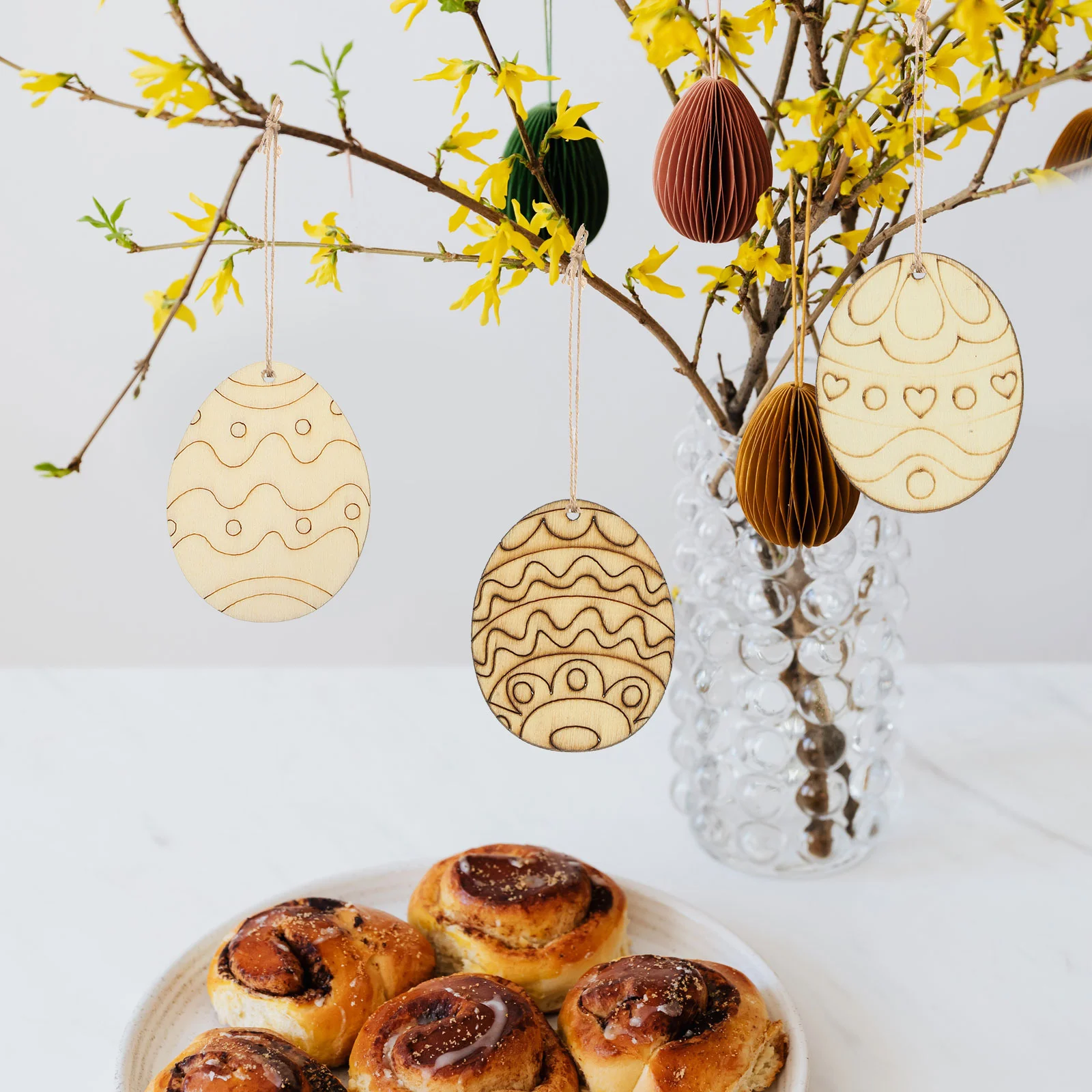 

60 Pcs Household Child Cumpleaños Para Wooden Unfinished Egg Cutout