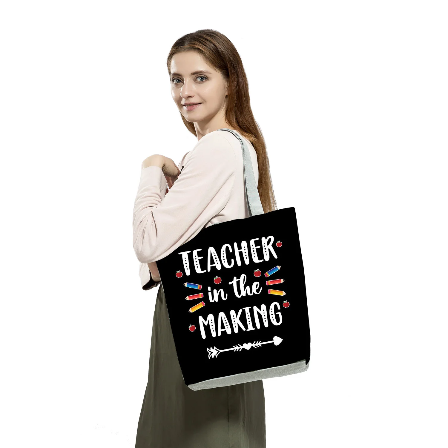 Подарочные сумки для школьников и учеников, женская сумка-тоут с красочными буквами, дорожная пляжная сумка-шоппер на плечо 2023, Настраиваемые