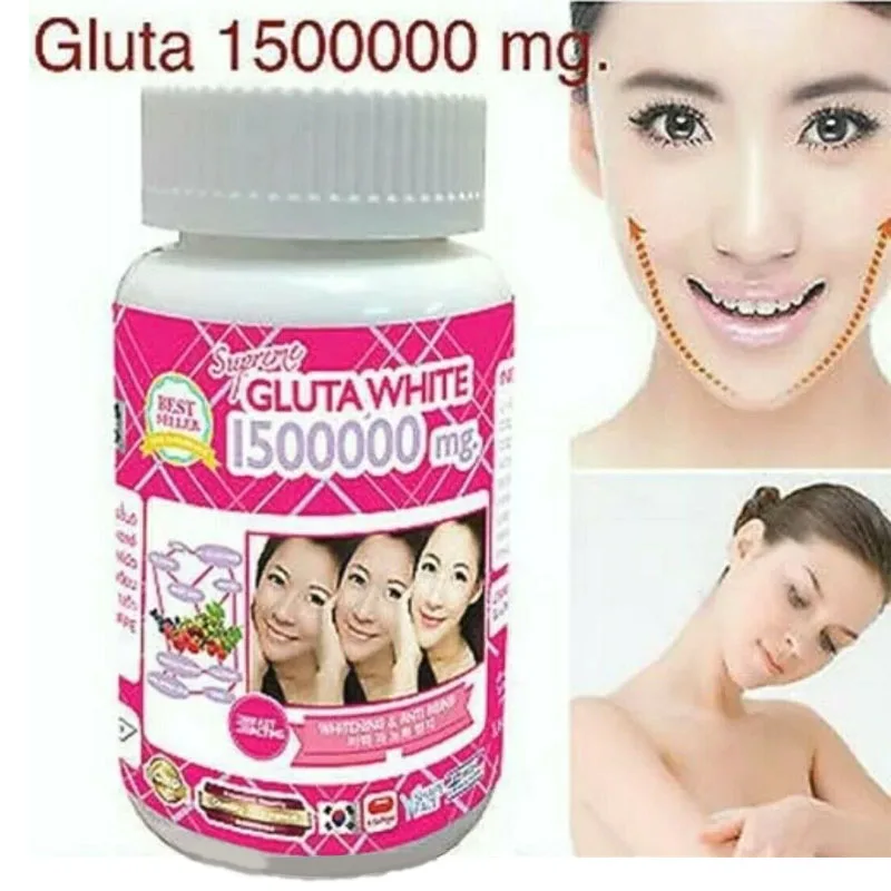 

Supreme GLUTA 1500000 Mg White Glutathione Collagen V Shape Face Whitening Anti Aging 1 bottle=30 Softgels