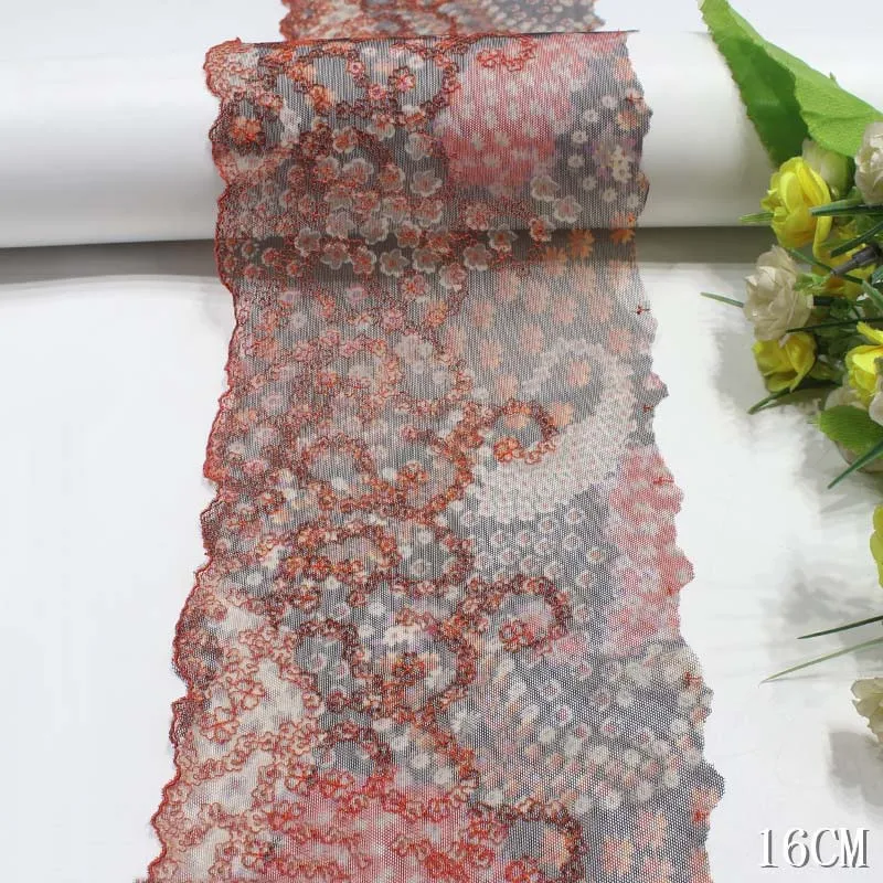 28 ярдов вышитая Тюлевая кружевная отделка «сделай сам» для платья, шитья, рукоделия, цветная мягкая сетчатая вышивка, кружево для бюстгальтера, нижнего белья