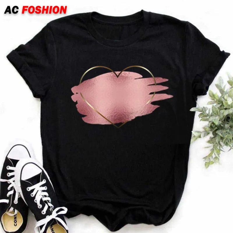 

Watercolor Heart Print T Shirt 2022 New Fashion Women Tshirt Kawaii Tee Shirts Harajuku Tops Tee Short Sleeve Cute Female Shirt