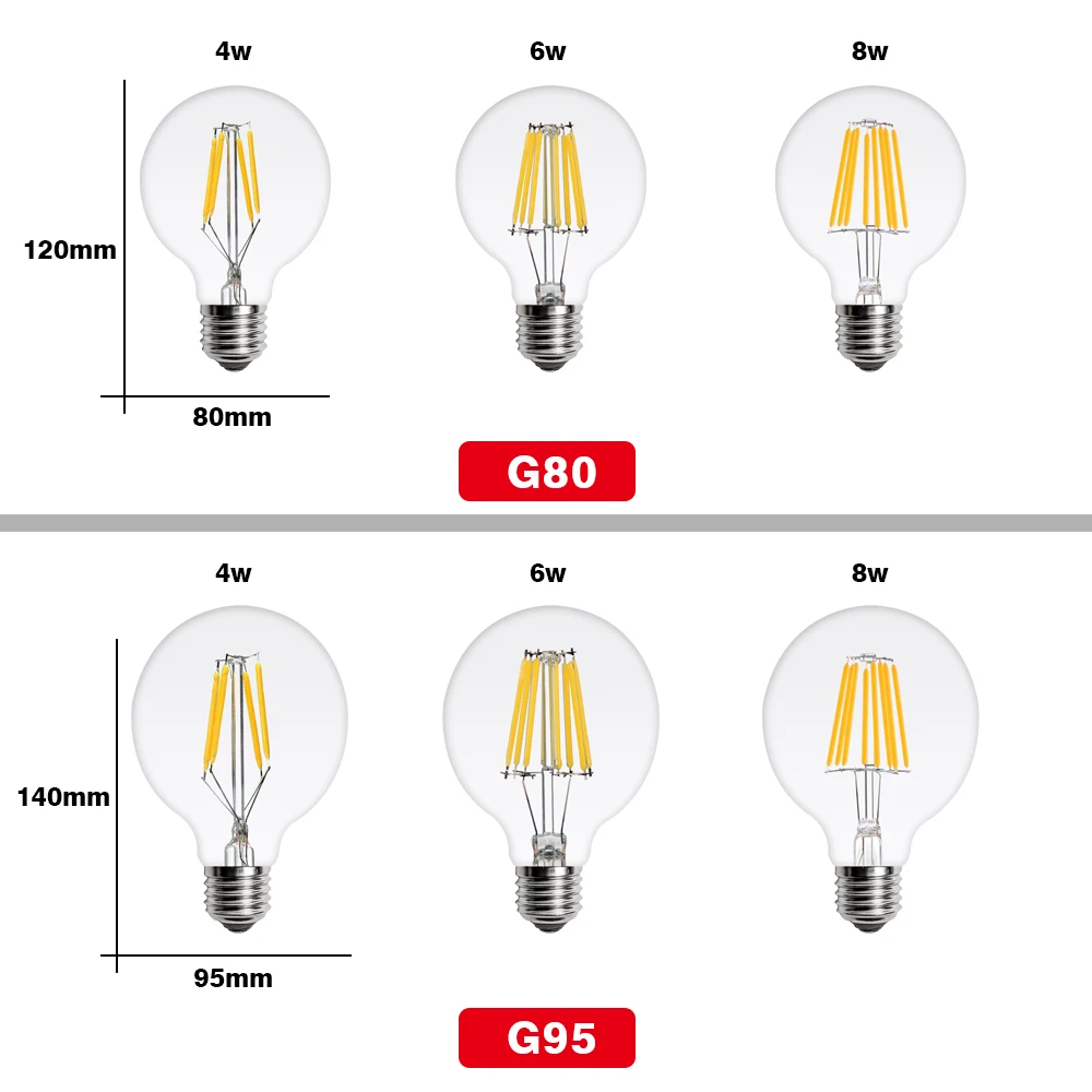10Pcs/Lot E27 E14 Retro LED Edison Bulb AC220V Filament Lamp For Home G45 A60 ST64 G80 Vintage Glass Candle Light |