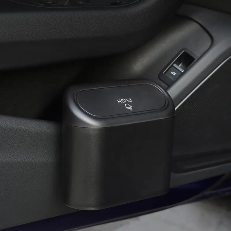 

Portable Hanging Mini Car Trash Can Wastebasket Trash Can with Lid Automotive Trash Bin Holder Garbage Can Plastic Desktops