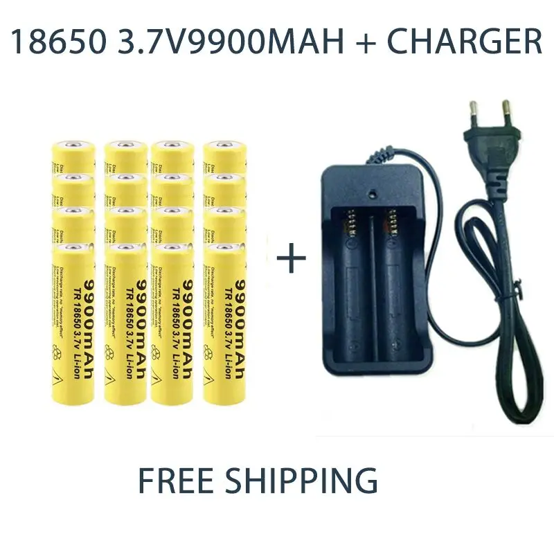 

18650 Battery Rechargeable Battery 3.7V 18650 9900mAh Capacity Li-ion Rechargeable Battery For Flashlight Torch Battery+Charger
