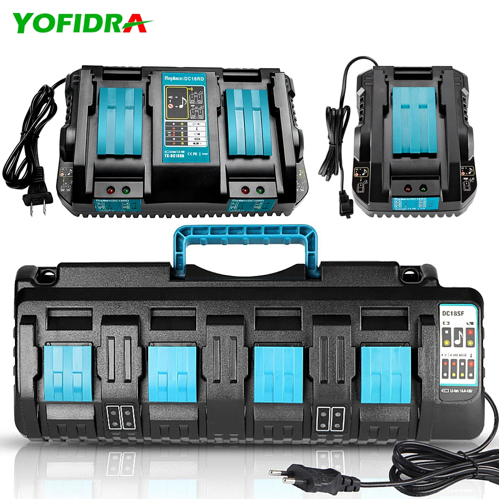 

Newest Fast Charger 14.4V 18V Li-ion battery Rapid Optimum 1/2/4 Ports Compatible with Makita 14.4V-18V LXT Lithium-ion Battery