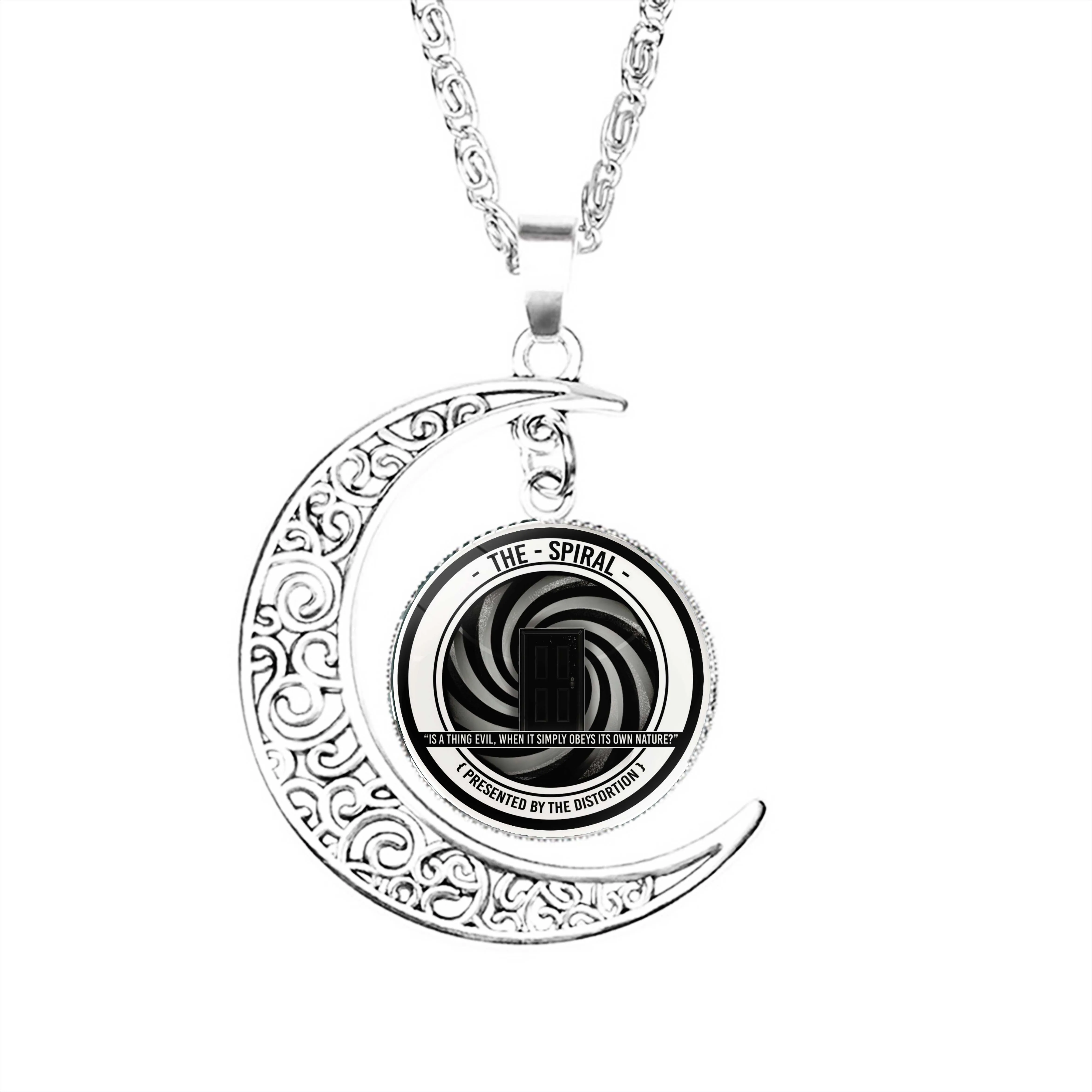 

The Spiral Badge Moon Necklace Men Crescent Stainless Steel Girls Pendant Charm Jewelry Women Accessories Party Dome Lovers