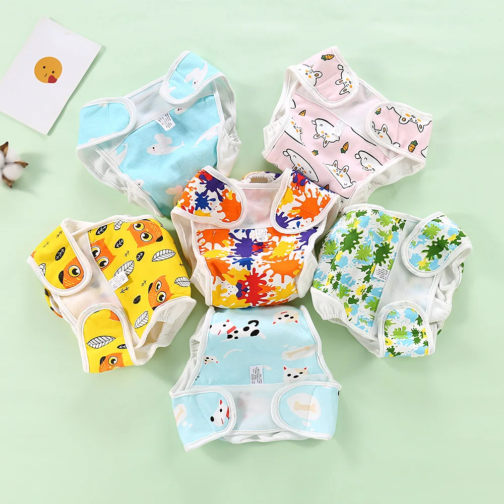 

Cute Cotton Baby Diaper Waterproof And Leak Proof Diaper Pants Infant Breathable Soft Training Shorts Can Be Washed Repeatedly