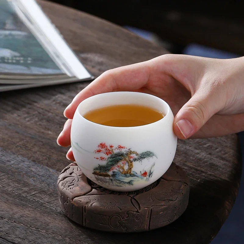 

Ceramic Tea Cups, Vegetarian Roasted Master Sheepskin Jade Kung Fu Set