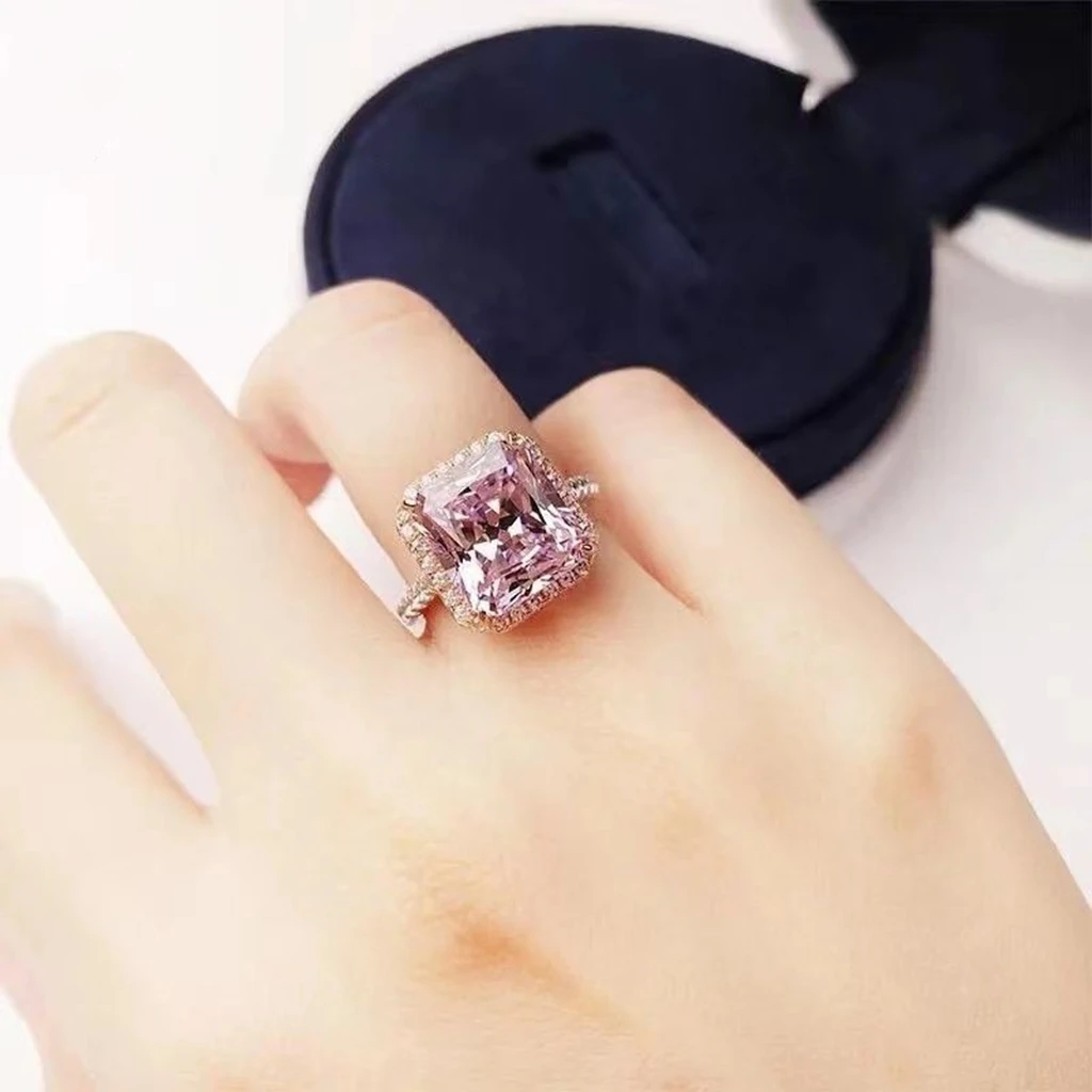 

950 imported pen Moissanite diamond diamond ring 5 carat large gem exaggerated square pink diamond fashion wild female ring