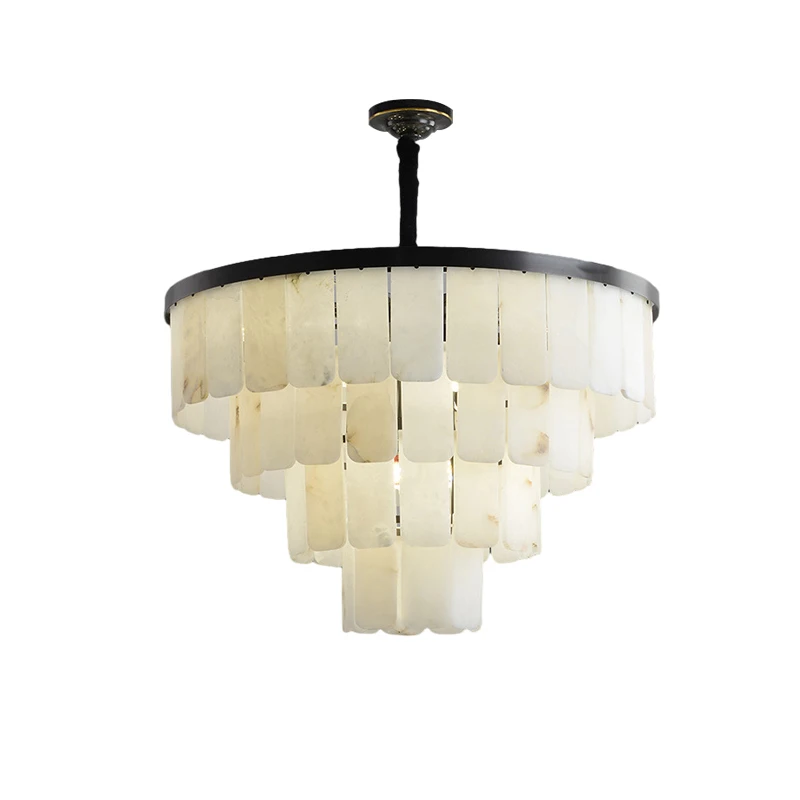 

Marble Brass Light Fixture LED Ceiling Chandelier Natural Marble Lustres Luxury Home Decor Lampe Villa Duplex Hanglamp 2023