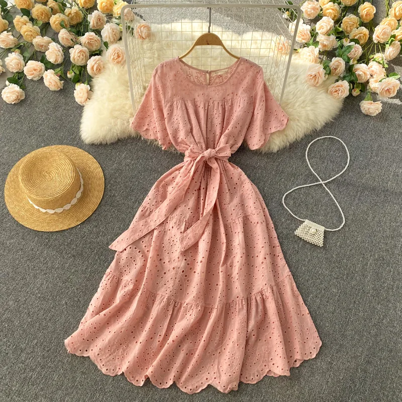 

2022 Maternity Short Sleeve Tie Over Knee Mid-Length Dress one