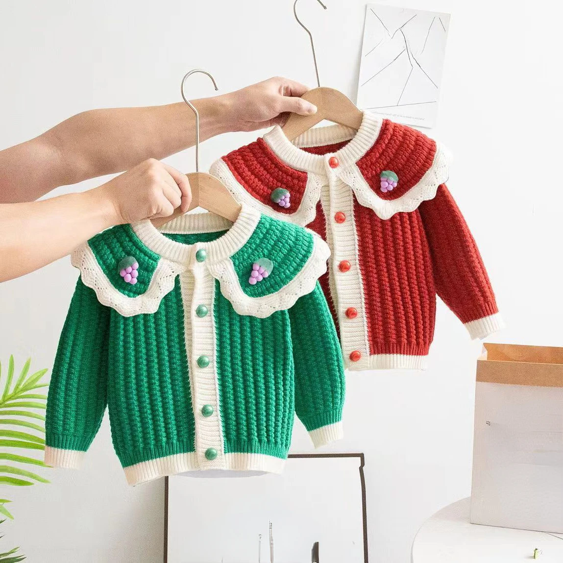 

Kids Girls Cardigan Sweaters Autumn Winter Long Sleeve Floral Knit Baby Girl Sweater Jacket Children Sweater Coat 2023