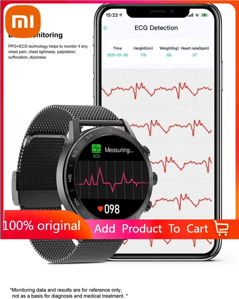 

Смарт-часы Xiaomi ECG + PPG мужские с пульсометром и тонометром