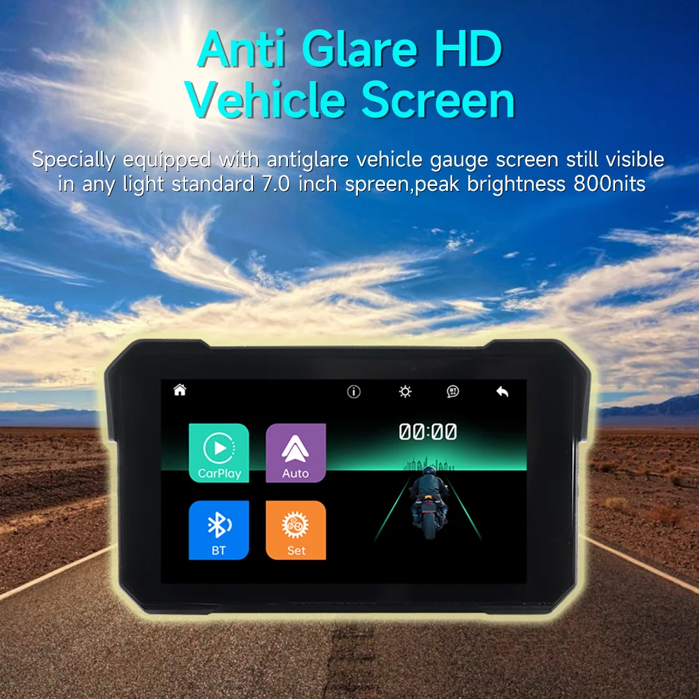 Портативный мотоциклетный экран беспроводной CarPlay Android GPS-навигация